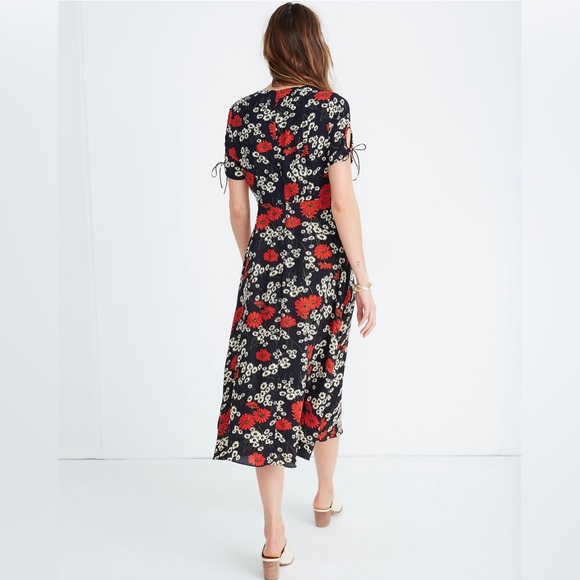 Madewell Midi Floral Dress Peekaboo-Sleeve Midi Dress in Hillside Daisies size 2 - Picture 2 of 8